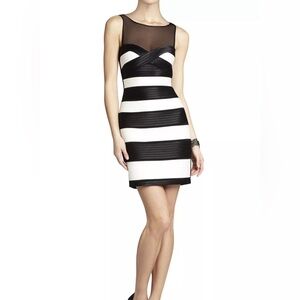 BCBG Maxazria Mara Fitted Color-Blocked Strapping Bandage Dress